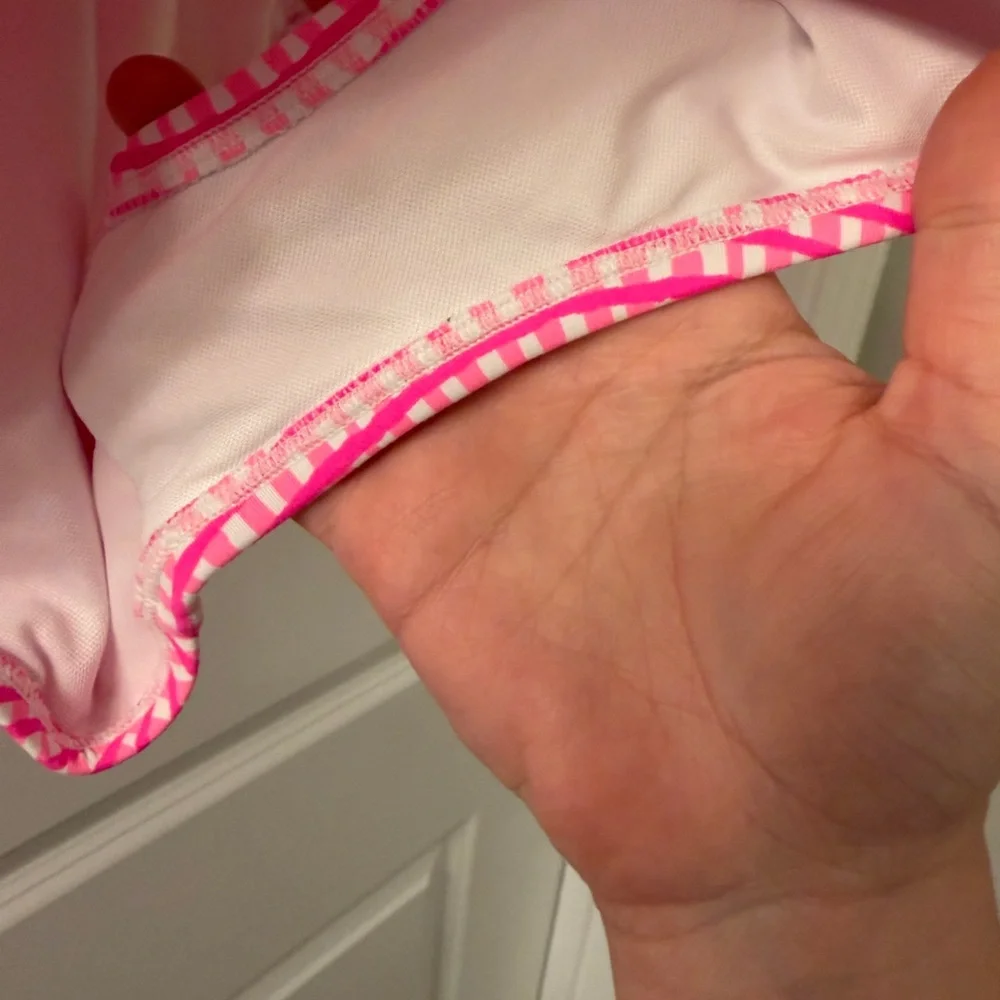 Lilly Pulitzer Pink Gingham One-Piece Swimsuit Bandeau Strapless 14 - Picture 2 of 6